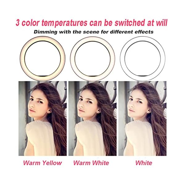 XRDSHY Ringleuchte Dimmbare LED-Ringlicht Mit Stativ Handyhalterung Ring Light Für YouTube-Tiktok Videoaufnahme Selfie… – Bild 3
