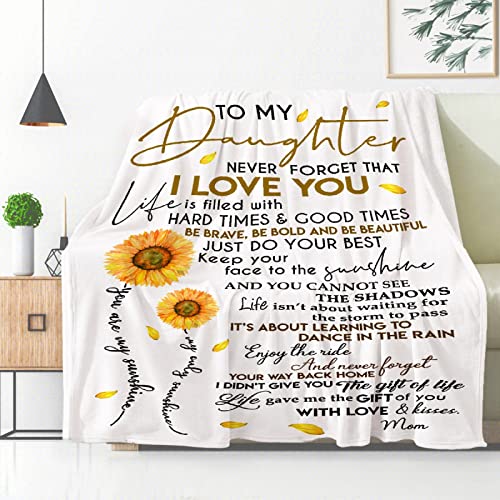 Sunflower To My Daughter Blanket Throw Flannel Fleece Microfiber Lightweight Soft Cozy Blanket For All Season In Home Bed Sofa Chairs Dorm 50"X40" Blanket For Kids #TOP18