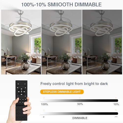 FIDGRA 42'' Retractable Chandelier Ceiling Fan with Light, Silver by FIDGRA - Used condition - Image 5