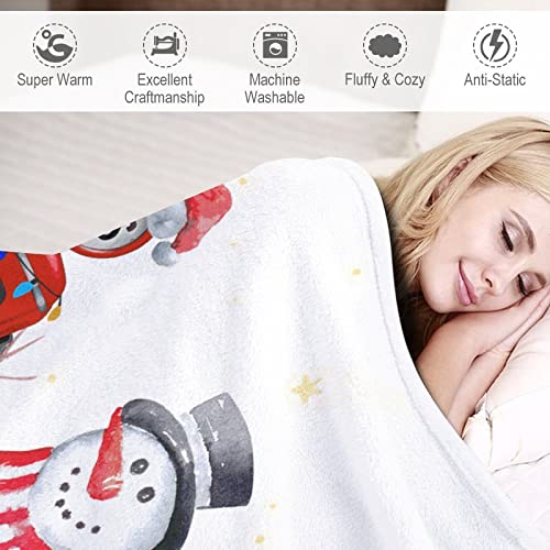 Couverture micro polaire bonhomme de neige 130x150cm double face - 4