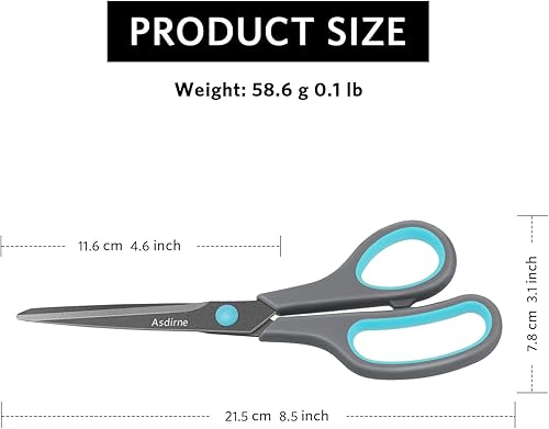 Miniatura 5 de Tijeras de revestimiento de teflón, cuchillas de acero inoxidable, mango de agarre suave, adecuadas para hogares, oficinas y escuelas, todo uso,