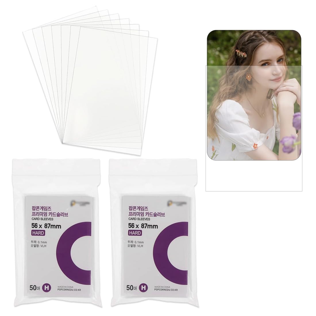 YUZNA 100 Stück Fotokartenhüllen 56x88mm Kpop Photocard Sleeves Klare Klarsichthüllen Wasserdicht Karten Hüllen Kartenhüllen Kartenschutzfolie Transparente