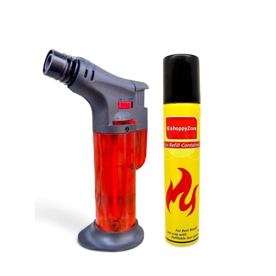 EshoppyZon Refillable Windproof Jet Flame Gas Lighter + 1 Refill - Image 1