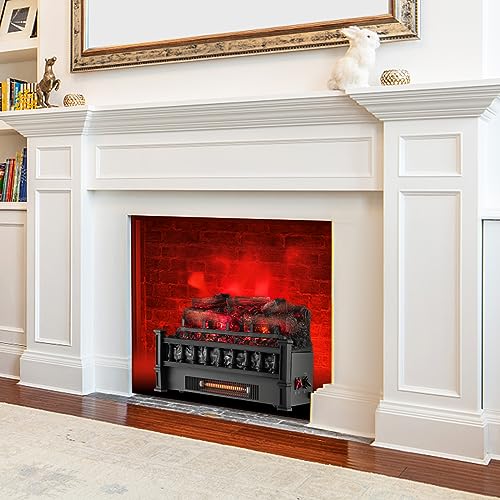 Image of Tangkula 20 Inch Electric Fireplace Log Set with Adjustable Temp, Overheating Protection, Realistic Pinewood Ember Bed, Infrared Quartz Electric Fireplace Insert for Home & Office Decor, 1500W