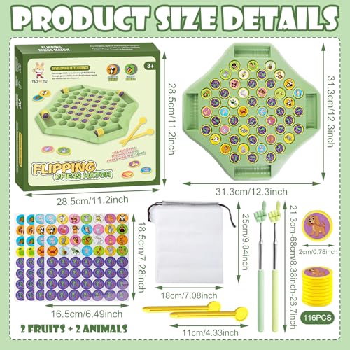 DOWNDRIFT Flip Chess Memory Memory Spiel Flip Schachspiel Früchte Tier Memory Schach Spie Motorikspielzeug,Family Brettspiele für Gedächtnis Schach Lernspielzeug Gedächtnis Schach Lernspielzeug