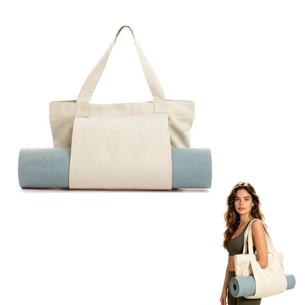 Oaygat Yoga Bag with Yoga Mat Carrier Funny Canvas Tote Bag for Women Carrier Carryall Canvas Tote for Pilates Shoulder Yoga Mat Carryall Bag for Travel Office Beach Workout