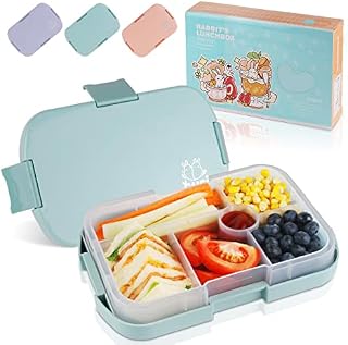hombrima Kids Bento Lunch Box with 6 Compartments, Lunchboxes for Childrens Girls Boys Adults Work School, BPA Free, Leakproof, Microwave Safe(Blue)