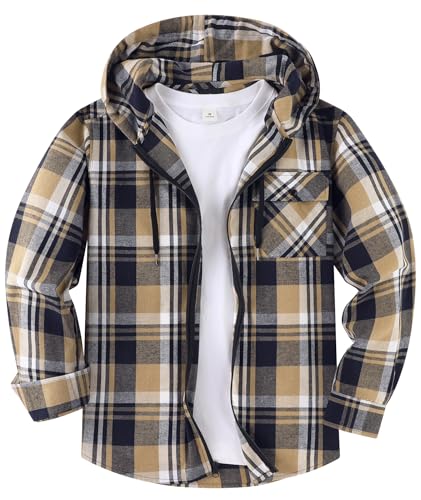 Design con cappuccio: il cappuccio di questa camicia da uomo a quadri è dotato di un cordoncino regolabile, che combina stile e funzionalità antivento.
