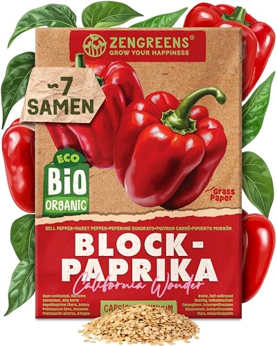 ZenGreens - Bio Paprika Samen - Paprikasamen - Gemüsesamen für den einfachen Anbau im Garten Balkon oder Hochbeet - Gemüse Saatgut - Spanischer Pfeffer - California Wonder