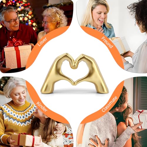 Trasylph 17199914508759 Gold Gesture Decoration,Gold Heart Hands Sculpture,Heart Hands Statue,Love Finger Modern Gesture Sculptures,For Home Shelf Desk Wall Decor,Wedding Gifts thumb #5