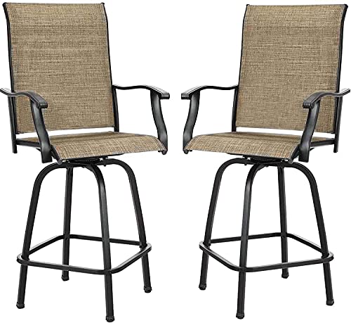 Googic Patio Swivel Bar Stools ， Outdoor High Back Swivel Bar Chair Set Of 2 With All Weather Steel Frame For Backyard, Lawn,Poolside And Balcony #TOP5