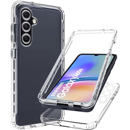 For Samsung Galaxy A05s Case Clear Front and Back 360 Protection Silicone Crystal Clear Bumper 2in1 Full Body Phone Case Cover Transparent