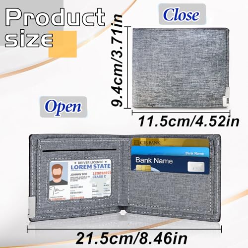 Mens Wallets, Slim Wallet Denim Fabric Card Holder Wallet Bi-fold Credit Card Holders for Men, Portable Card Holder for Work, Shopping(Brown)3