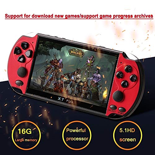 5.1'' in Retro Handheld PS4 Game Console Portable Video Game Built-in 10000 Games 16G (Red) - Thumbnail 6