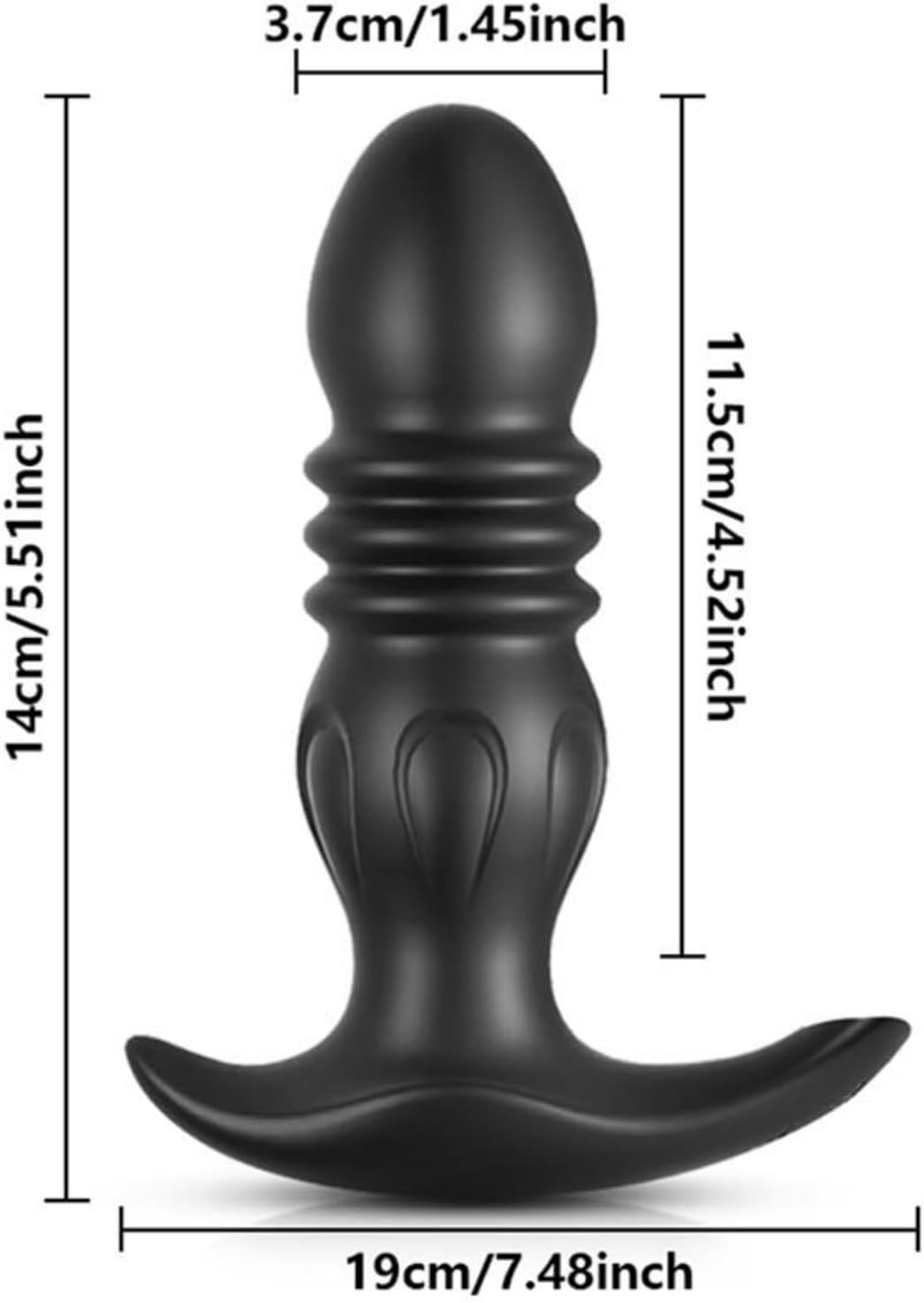 App Black Wearable Vibrating Butt Plug, Silicone Prostrate Massager Men Adult Sex Toy with 9 Vibration & 9 Telescopic Modes