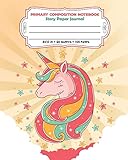 Primary Composition Notebook Story Paper Journal: Dashed Midline And Picture Space Exercise Book - Stars Design (Pretty Unicorn Series)
