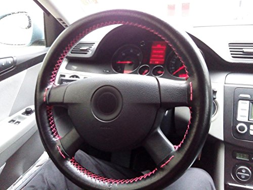 Aully Park Universal Truck Steering Wheel Cover Genuine Leather Stitch On Wrap, 17-18 Inch, (Size Xl, Black) #TOP5