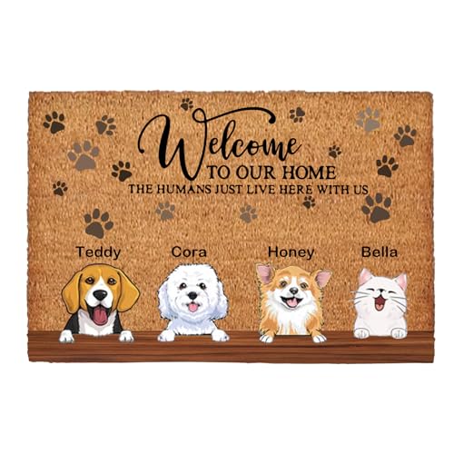 Felpudo personalizado para mascotas, tapete personalizado para perro, felpudo de fibra de coco, tapete de puerta interior para piso interior, tapete de puerta para limpiar las patas, decoración del