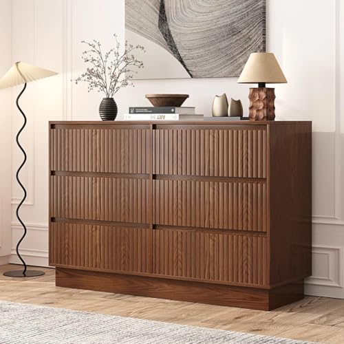 Trroec Medieval Modern Style 6-Drawer Double Dressing Table, 47.3-inch Wide,