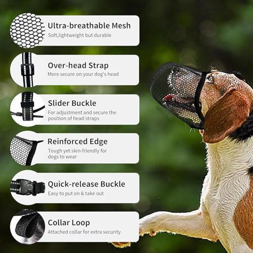 Mesh Dog Muzzle, Adjustable Pet Muzzle, Anti Bite Barking Control For Dogs, Breathable Lightweight Soft Design Safe Training Grooming Handling, Prevents Scavenging Chewing Puppy Vet Visit Use - Image 6