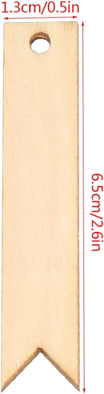100Pcs Little DIY Crafts Blank Wood Set, 2.6x0.5in Wooden Tags with Holes, Unfinished Wood Craft Tags, Wood Blank Tags for Hanging Paintings, Without Rope image 2