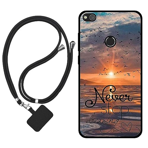 Sunrive Cover compatibile con Huawei P8 Lite 2017/P9 Lite 2017,Custodia Case in molle matte Morbida Flessibile Antigraffio protettiva back Case(Mare,sole,gabbiani)+1 x Cordino Universale