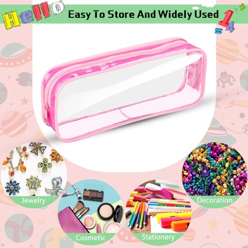 Image of Fainne 50 Pcs Clear Pencil Pouch Bulk Clear Pencil Case Bag 7.87x 1.38 Inch PVC Waterproof Travel Toiletry Makeup Zipper Pouches for Office Stationery Travel Storage(Pink)