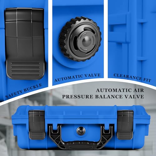 Image of Relaxweex 1 Pcs Waterproof Hard Case with DIY Customizable Foam Insert Portable Protective Case with Knife for Camera Drones Equipments Tools Test Instruments(Blue,8.5 x 6.5 x 3.7 Inch)