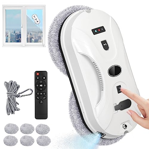 Robot Nettoyeur de Vitres électrique avec Télécommande, Corde Sécurité et Réservoir 60ml,...