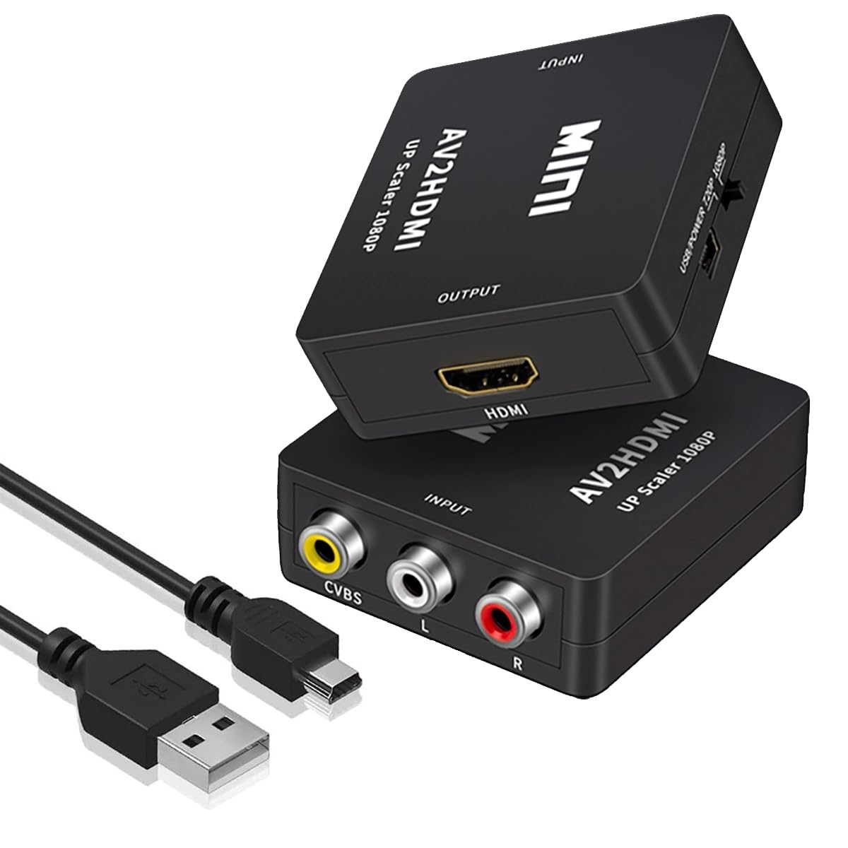 Convertitore AV a HDMI Convertitore da RCA a HDMI adattatore hdmi,1080P adattatore av Hdmi R-ca to hdmI convertitore rca h-dmi supporta PAL/NTSC con USB Cavo per PS2 Wii Xbox Gamecube N64 SNES VHS DVD