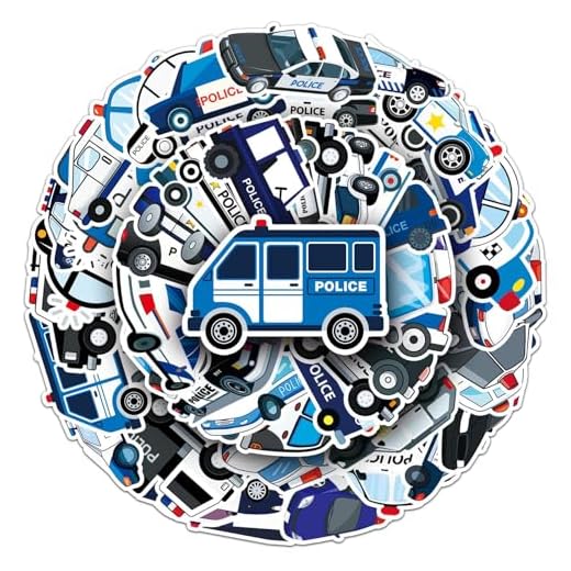 50Pcs Police Car Stickers - Various Cool Police Vehicle Patterns, Safe Material, Removable & Reusable, Scrapbooking, Laptop Decoration（P car）