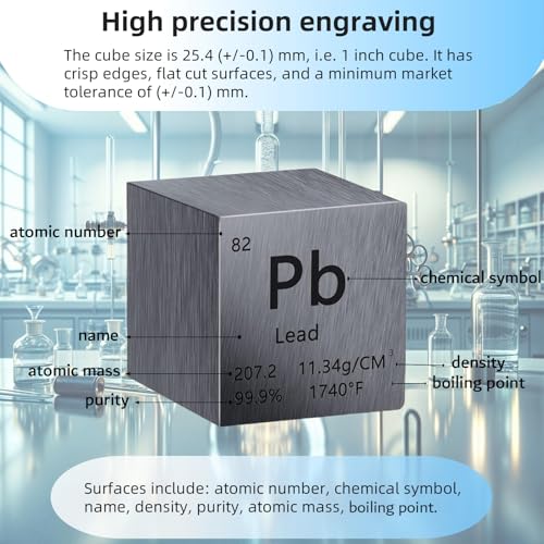 Image of Lead Cube, Cube Metal Density Cube Metal Element Cube Periodic Table of Elements Collection Education Science with Cube High Density Cube Metal Block Cube Science Density Cube 1 inch
