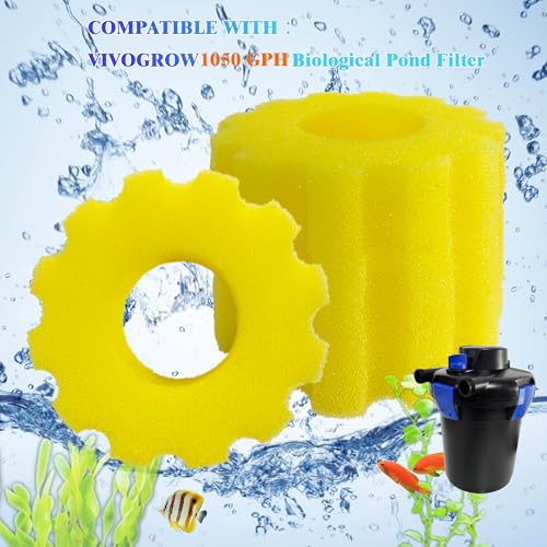 Image of 3 Pack Replacement Sponge Filter Media Pads for VIVOHOME 1050GPH Biological Pond Filter, Compatible with VIVOGROW 1050GPH Pressure Koi Fish Pond Filter