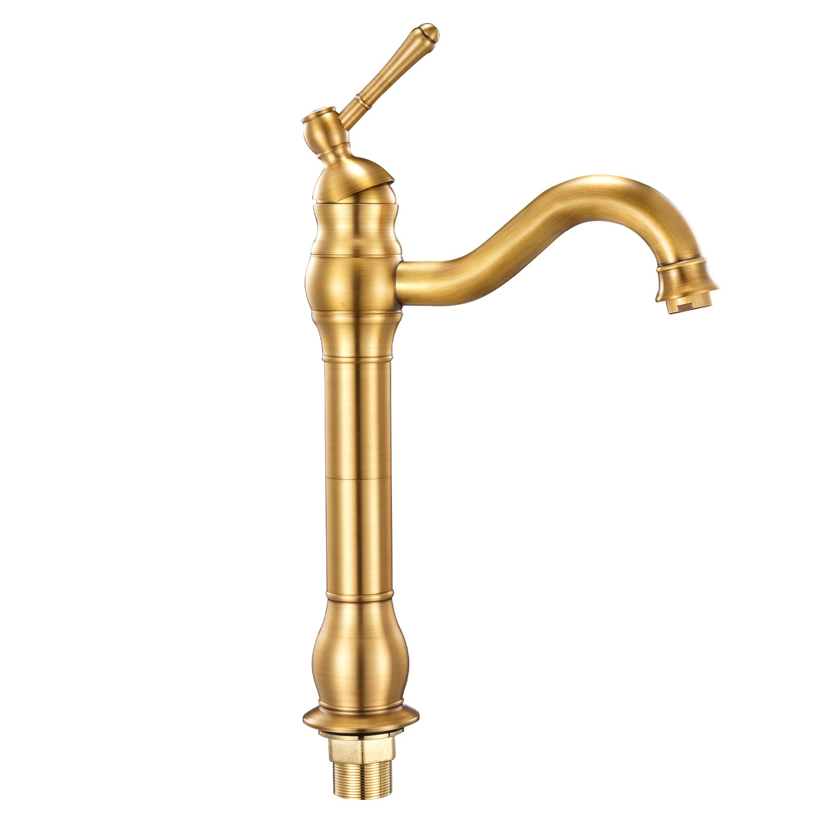 VEVOR Grifo Monomando para Lavabo con Botón Pulsador, Grifo para Fregadero de Cocina, Mezclador Monomando para Baño, Fregadero de Caravana, Carcasa de Latón, Dorado Antiguo, 395 x 220 x 62 mm
