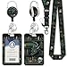 Gctriki Gothic Dragon Lanyards for ID Badges, Vintage Book Badge Holder with Lanyard, Funny Skull Retractable Reel Clip Keychain Vertical Name Tag Card Protector for Women Teacher Nurse Office Gift
