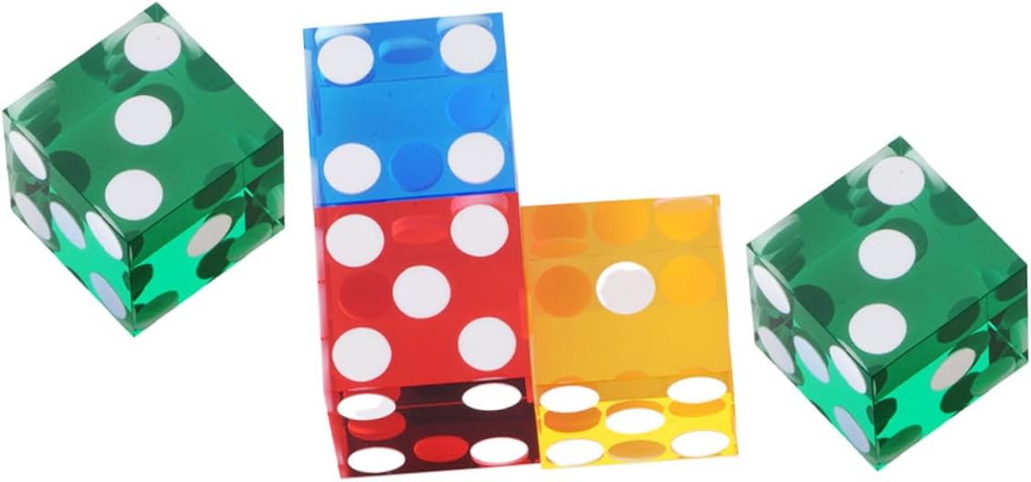 5Pcs Transparent Acrylic Dice Sharp Point Dices with Sharp Corners Party Props for Board Games Pub Games and Classroom Fun Random Color