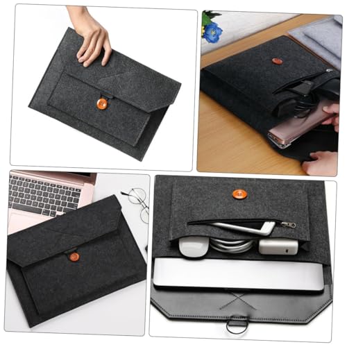 Funda de fieltro para portátil con costuras reforzadas y compartimento de accesorios 2