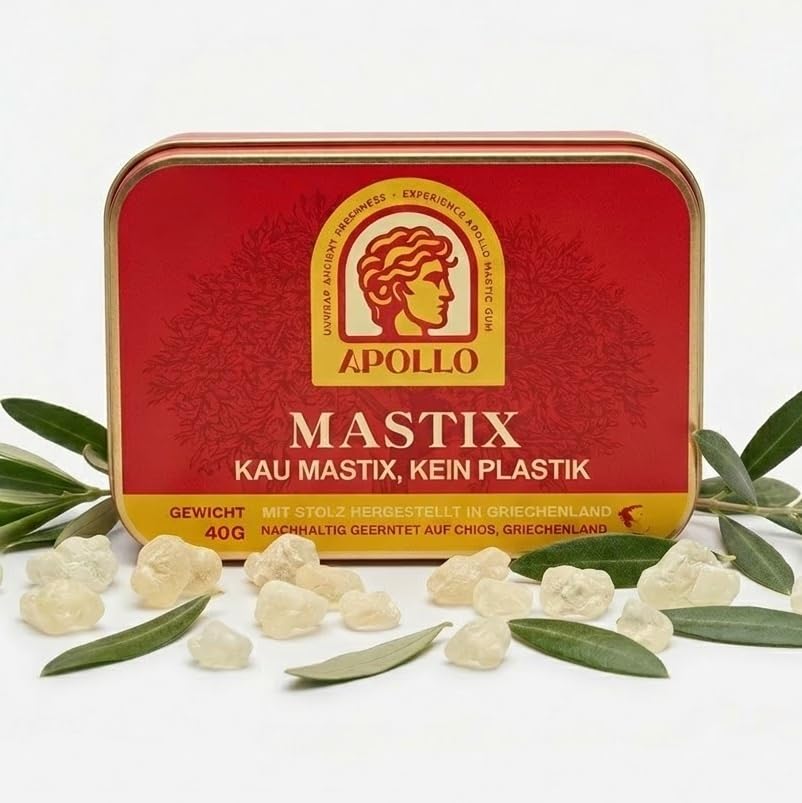 Apollo Mastix Kaugummi 100% natürlich - Starker Kaugummi aus Chios - Für Kieferpartie Mundgesundheit und Verdauung - 40 g