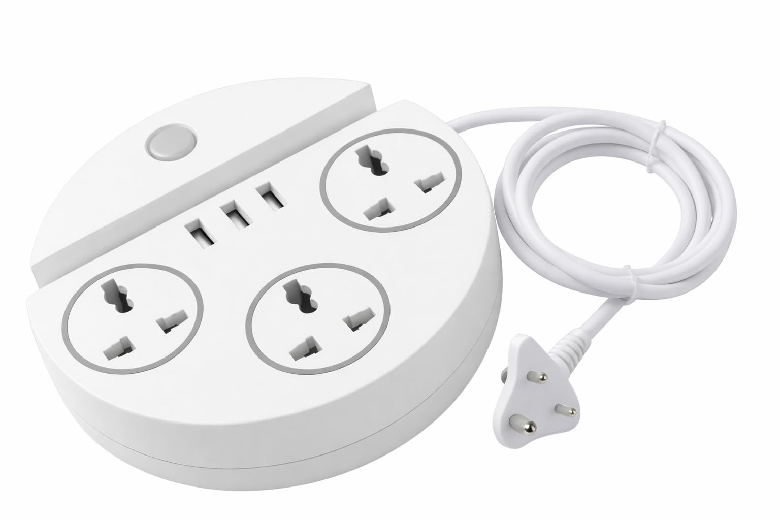 .NIVAYO Round Power Strip with 3 Universal Sockets & 3 USB Ports, Extension Board with Master Switch, Compact Circular Design, Surge Protection, Multi Plug Socket for Home & Office Use (White)-image-33