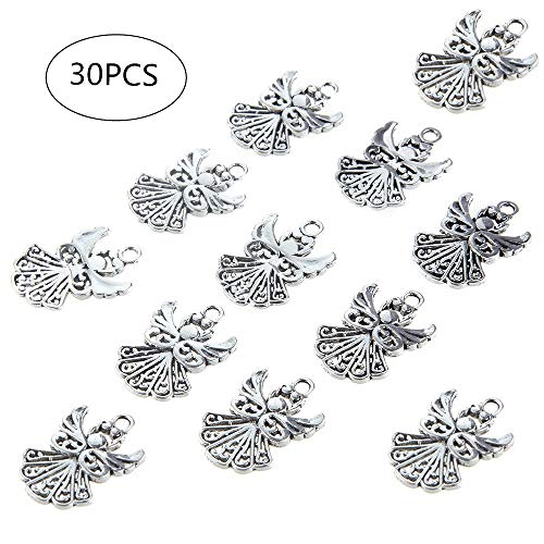 30 Pieces Angel Wings Charms Angel Charm Beads Charming Beads for Jewellery Making Or Necklace Making