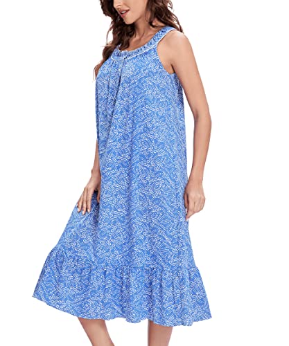 Image of IZZY + TOBY 100% Cotton Nightgowns for Women Soft Ladies Gowns Sleepwear Long Sleeveless Nightgown