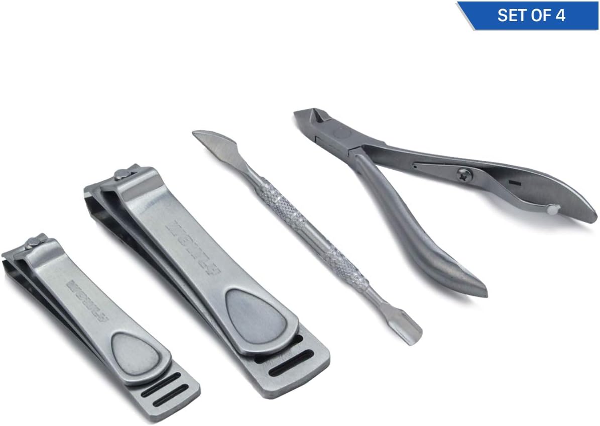 Wowly Precision Nail Clippers Set - Fingernail & Toenail size Clipper Professional Kit + Cuticle Remover Cutter & Pusher Tool Pack