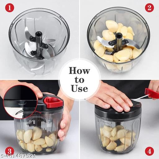 Image of Shiv Jumbo Handy Vegetable Fruit Chopper, Black 900ml, 5 Stainless Steel Blades, Multi-Purpose Kitchen Cutting Tool