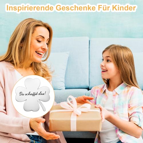 AOZUO Du Schaffst Das Glücksbringer,Vierblättriges Kleeblatt Glücksbringer Prüfung,Glücksbringer Operation Geschenke Prüfung Inhalt Viel Glück Fürsorgliche Geschenk für Familie Freund Weltkindertag
