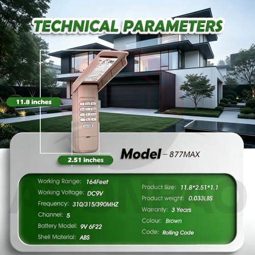 877Max Universal LiftMaster Chamberlain Craftsman Garage Door Opener Keypad by ASONPAO - Used condition - Image 8