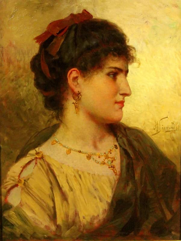 Cuadro en lienzo de Henryk Hector Siemiradzki, retrato de mujer decorativo para oficina (60x90cm)