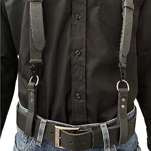 Hide & Drink, Leather Heavy Duty Suspender Loop Attachment (4 Pack), Tool Belt Accessories, Thick, Durable, Fine Grain Leather, Vintage Style, Handmade Includes 101 Year Warranty (Charcoal Black) #TOP4