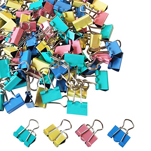 100PCS 3/4 Inch Small Binder Clips Metal Paper Clamps Clips for Holding Paperwork Stacks Quilting Kids Teachers Art Home School Office Supplies, Assorted Colors