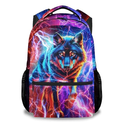 NICEFORNICE Wolf Backpack for Boys - 17 Inch Kids Backpacks with Adjustable Straps for Elementary School - Lightweight Durable Animals Bookbag for Kindergarten