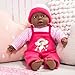 Bayer Design 94001AI Funktionspuppe, Babypuppe interaktiv, sprechend, weicher Körper, 40 cm, dunkelhäutig, Rosa